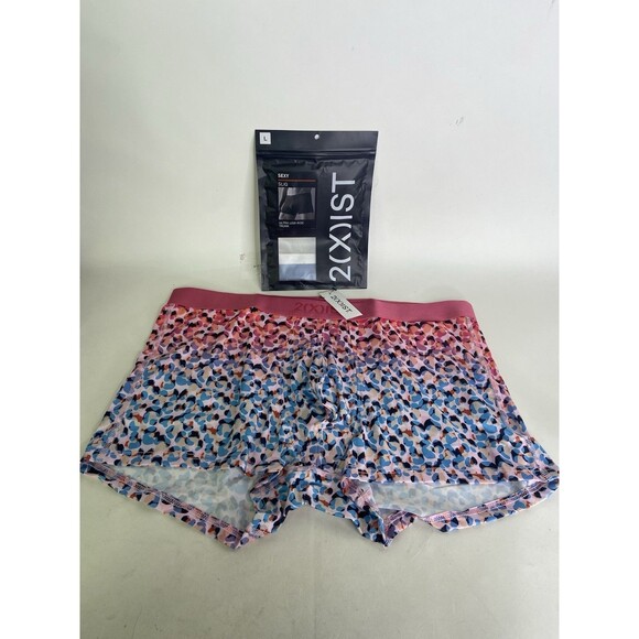 2xist Sexy Sliq Low Rise Trunk Boxer Briefs Underwear Ombre Leopard Print Mens L - Picture 1 of 5